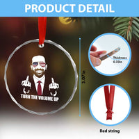 Zohran Mamdani Hope Crystal Glass Ornament Zoharan Mamdani USA Flag Funny Middle Finger - Wonder Print Shop