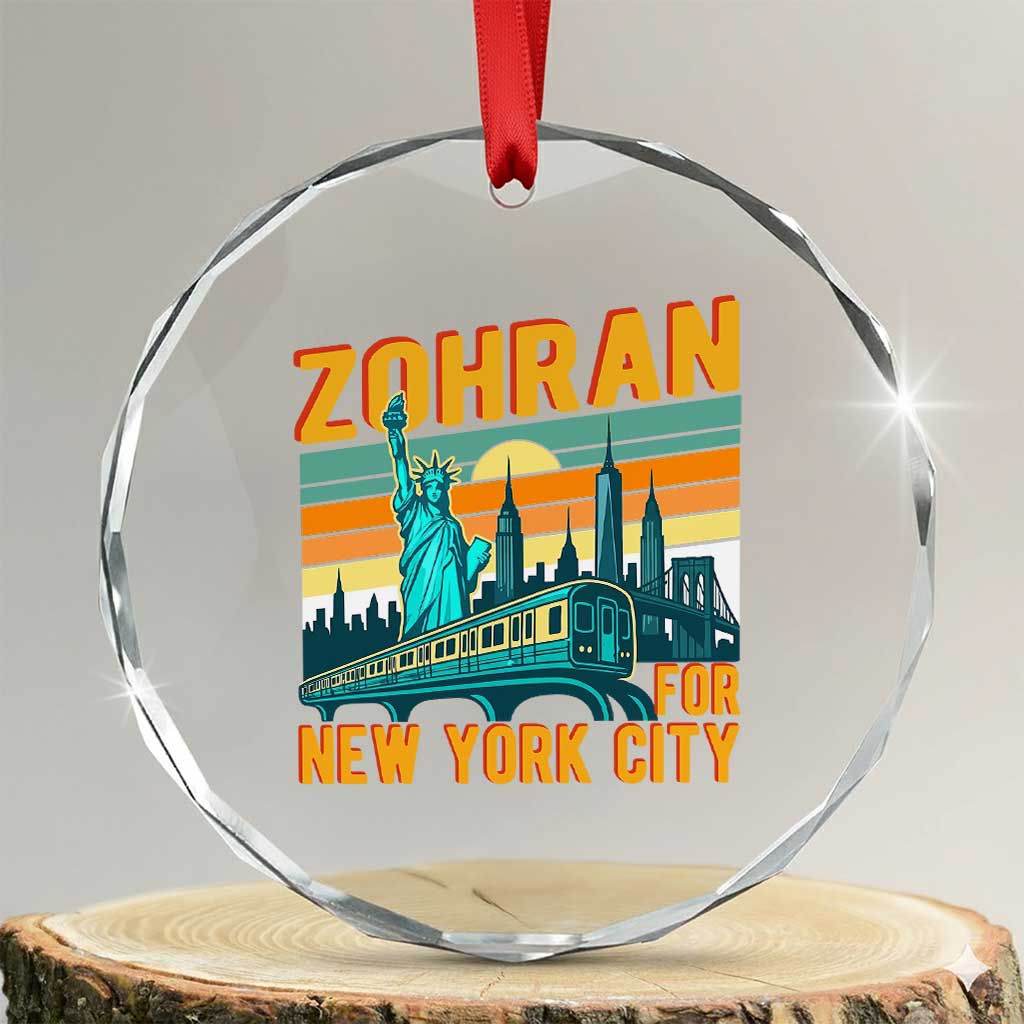 Zohran Mamdani NYC Mayor Crystal Glass Ornament - Wonder Print Shop