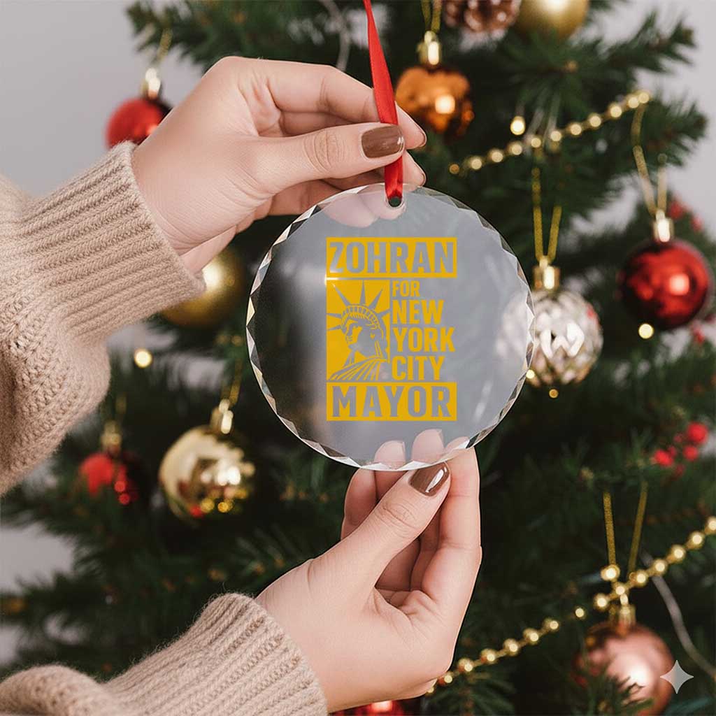 Zohran Mamdani NYC Mayor Crystal Glass Ornament Funny Cool Trendy Progressive - Wonder Print Shop