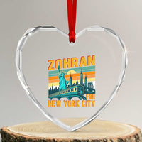 Zohran Mamdani NYC Mayor Heart Crystal Glass Ornament - Wonder Print Shop
