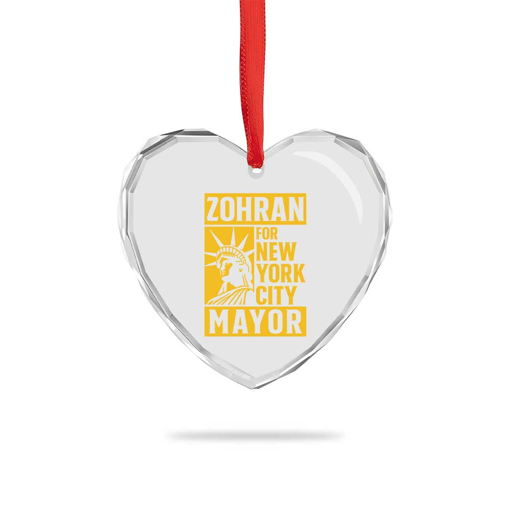 Zohran Mamdani NYC Mayor Heart Crystal Glass Ornament Funny Cool Trendy Progressive - Wonder Print Shop