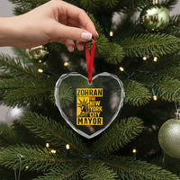 Zohran Mamdani NYC Mayor Heart Crystal Glass Ornament Funny Cool Trendy Progressive - Wonder Print Shop