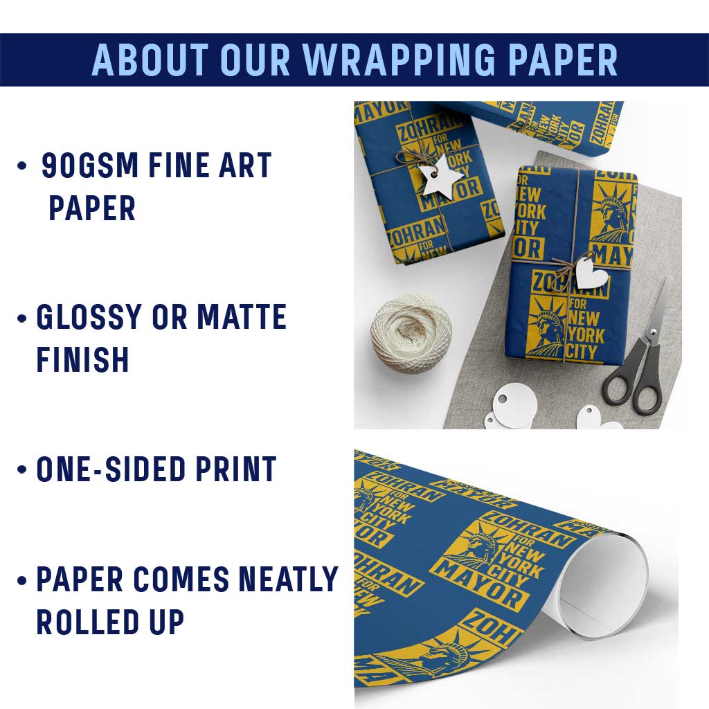 Zohran Mamdani NYC Mayor Wrapping Paper Roll Funny Cool Trendy Progressive - Wonder Print Shop