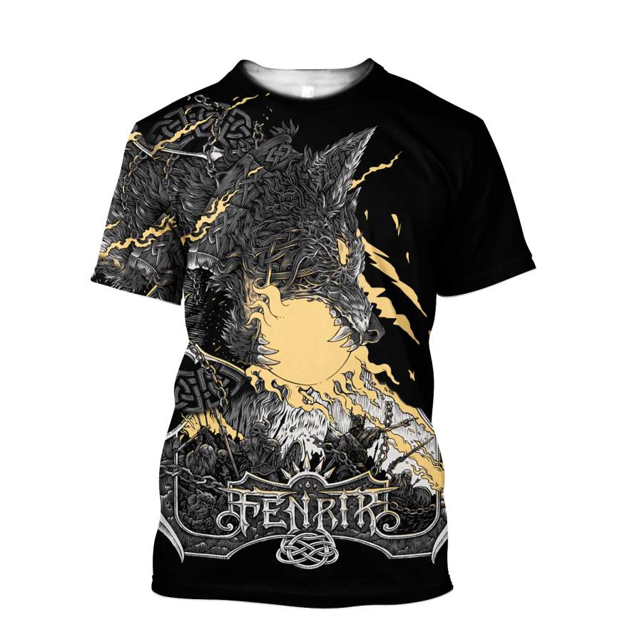 Viking Clothing Fenrir: Norse Wolf T Shirt RLT12 - Wonder Print Shop