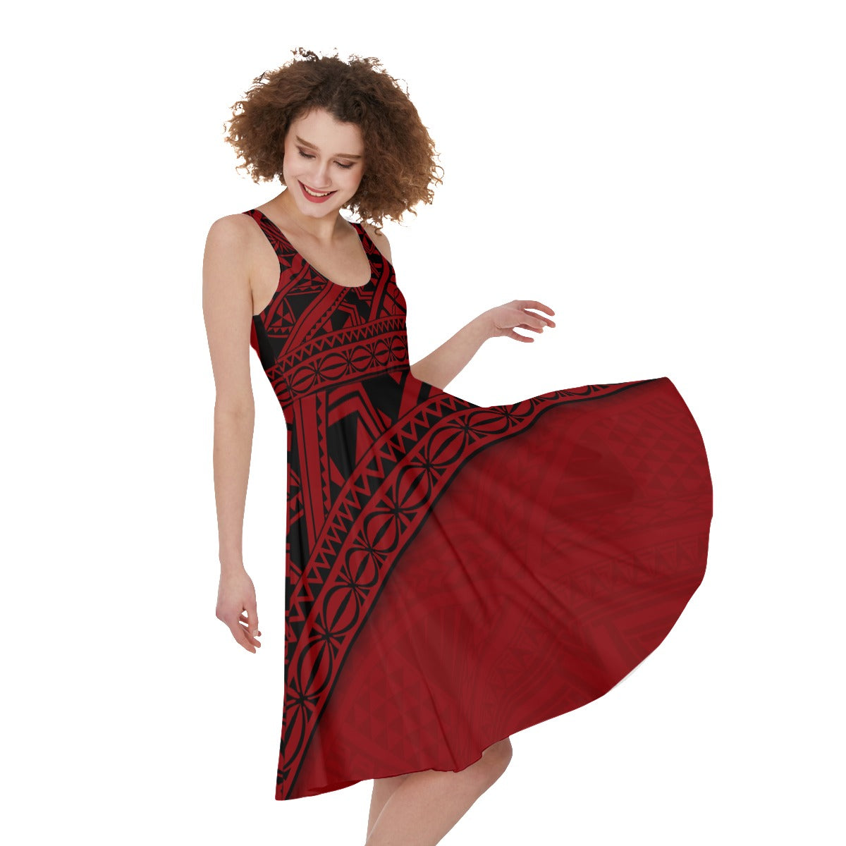 polynesian-red-midi-dress