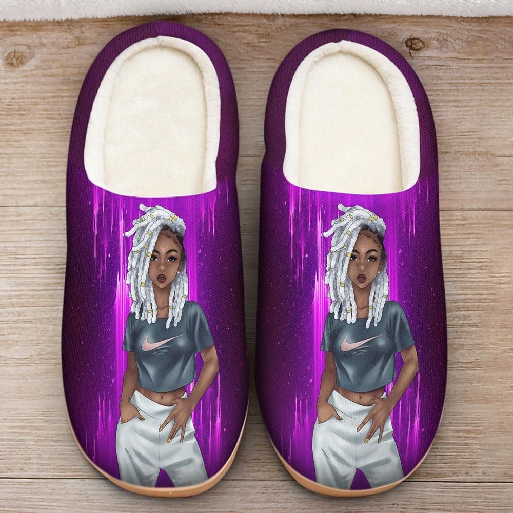 wonder-print-shop-footwear-dreadlock-grey-hair-style-fleece-slipper
