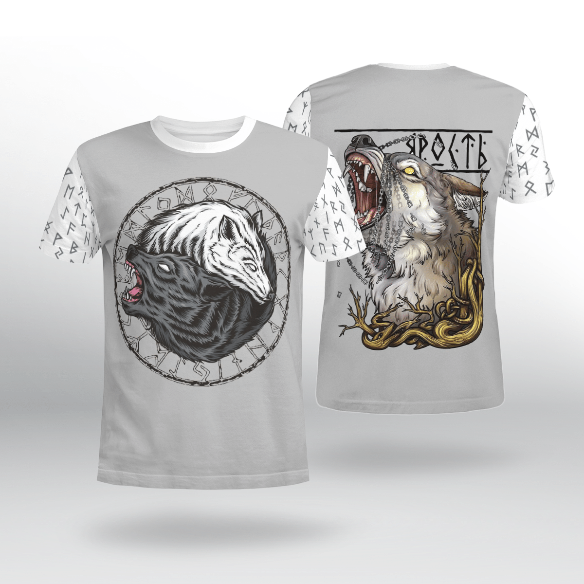 Viking Clothing Viking Fenrir Yin Yang Wolf T Shirt RLT12 - Wonder Print Shop
