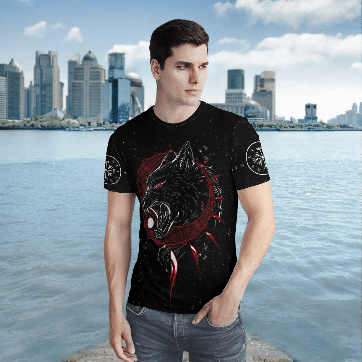 Viking Clothing Hati and Skoll T Shirt RLT12 - Wonder Print Shop