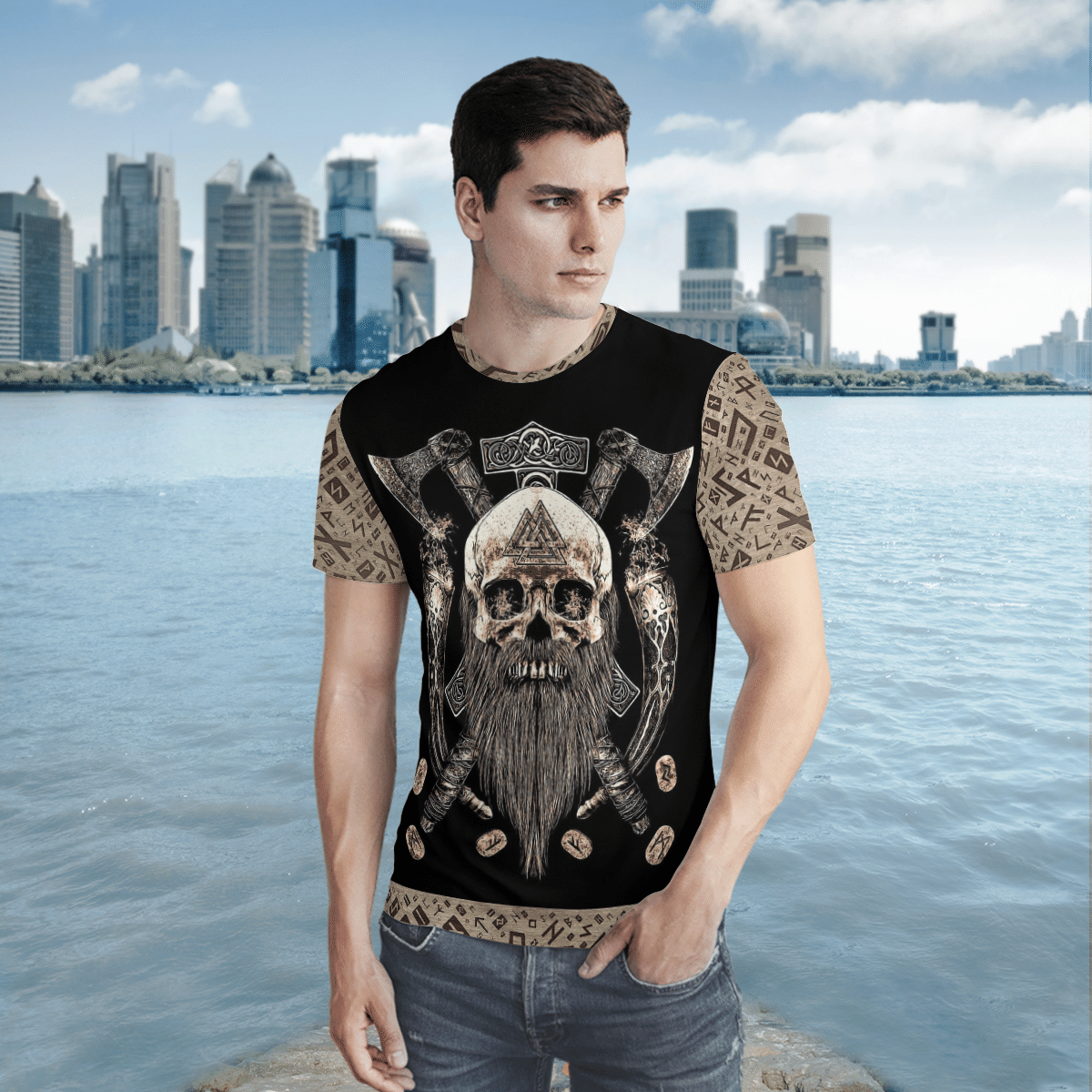 Viking Clothing Viking Beard Valhalla T Shirt RLT12 - Wonder Print Shop