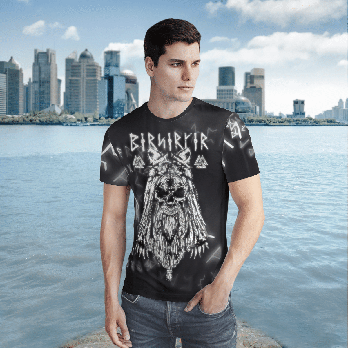 Viking Clothing Viking Fenrir Rune T Shirt RLT12 - Wonder Print Shop