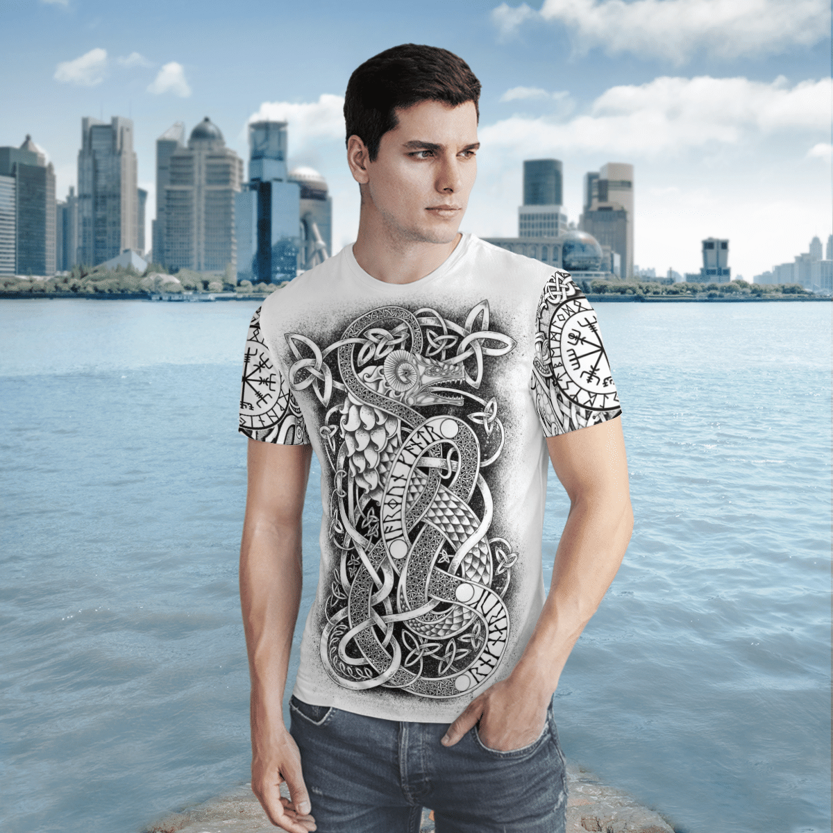 Viking Clothing Viking ART Jormungandr T Shirt RLT12 - Wonder Print Shop