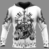 Viking Clothing Vegvisir Bear Odin Raven Hoodie RLT12 - Wonder Print Shop