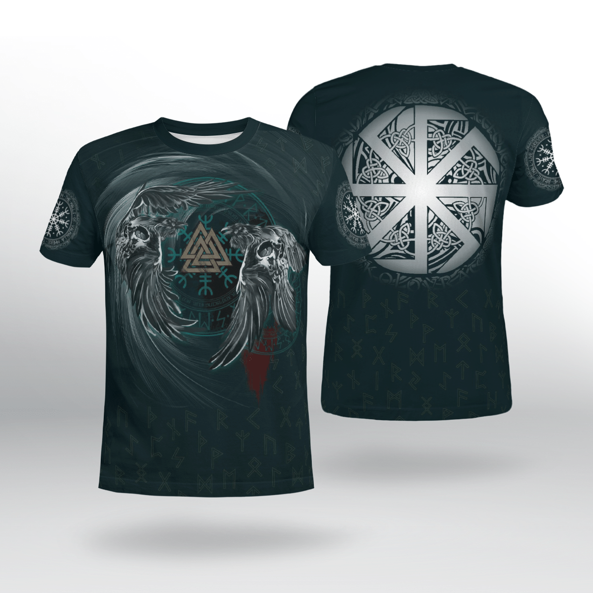 Viking Clothing Yin Yang Raven Valknut T Shirt RLT12 - Wonder Print Shop