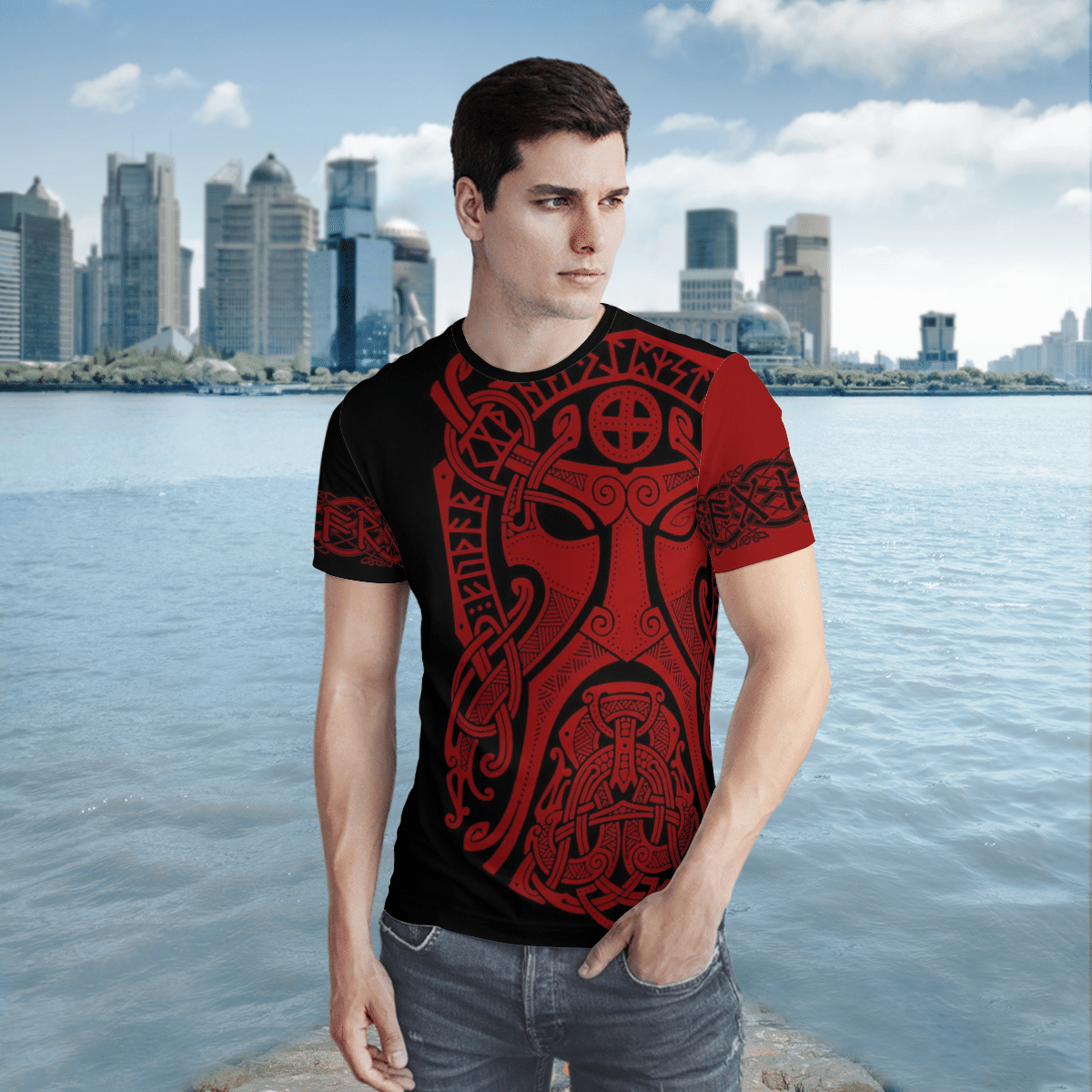 Viking Clothing Odin Art Bear Vegvisir T Shirt RLT12 - Wonder Print Shop