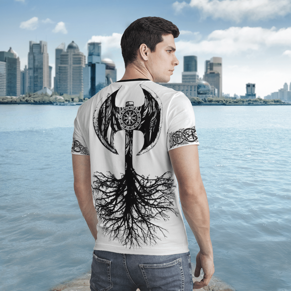 Viking Clothing Viking Axe Tree Of Life T Shirt RLT12 - Wonder Print Shop