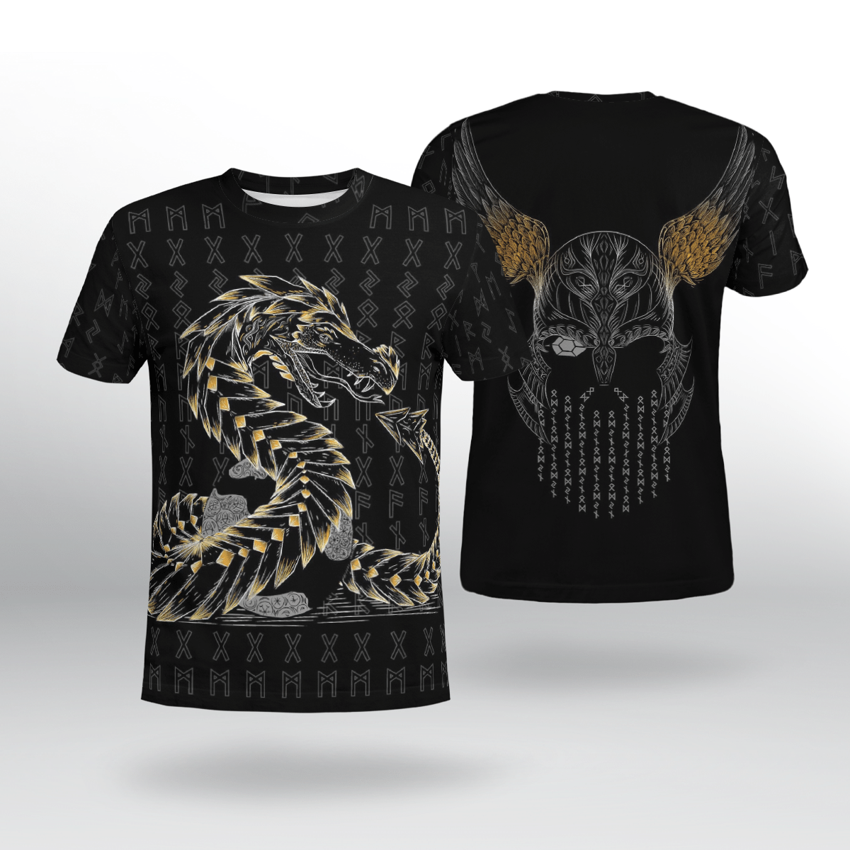 Viking Clothing Odin and Jormungandr Viking T Shirt RLT12 - Wonder Print Shop
