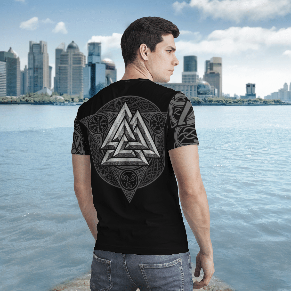 Viking Clothing Viking Valhalla Valknut Viking T Shirt RLT12 - Wonder Print Shop