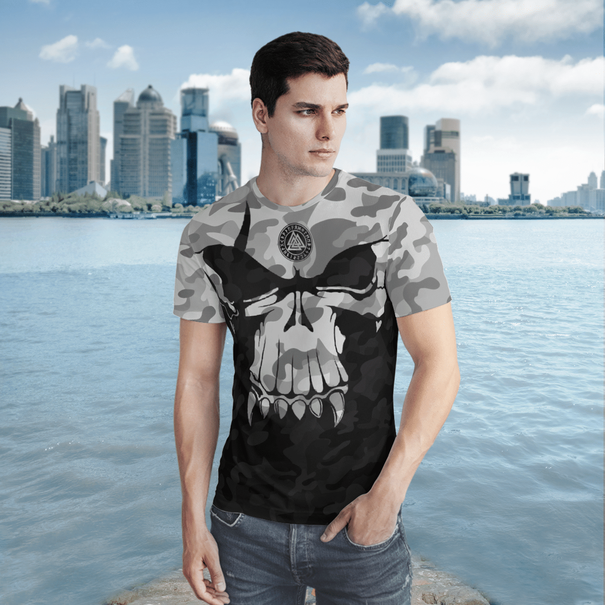Viking Clothing Viking CAMO Valknut Viking T Shirt RLT12 - Wonder Print Shop