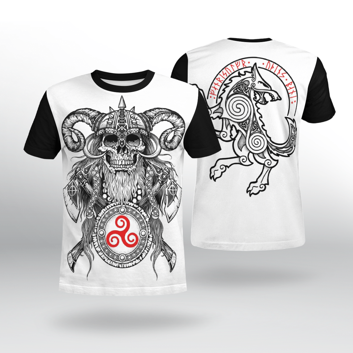 Viking Clothing Warrior Fenrir Viking T Shirt RLT12 - Wonder Print Shop