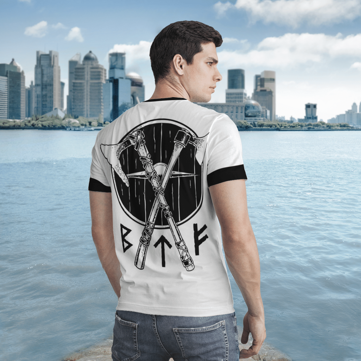 Viking Clothing THE SONS OF FENRIR: HATI and SKOLL Viking T Shirt RLT12 - Wonder Print Shop