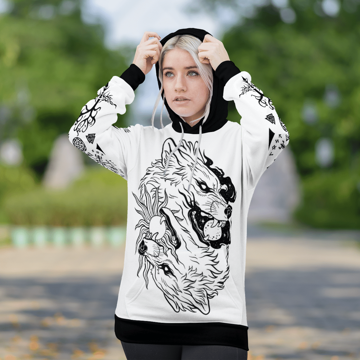 Viking Clothing The Sons Of Fenrir: Hati and Skoll Viking Hoodie RLT12 - Wonder Print Shop