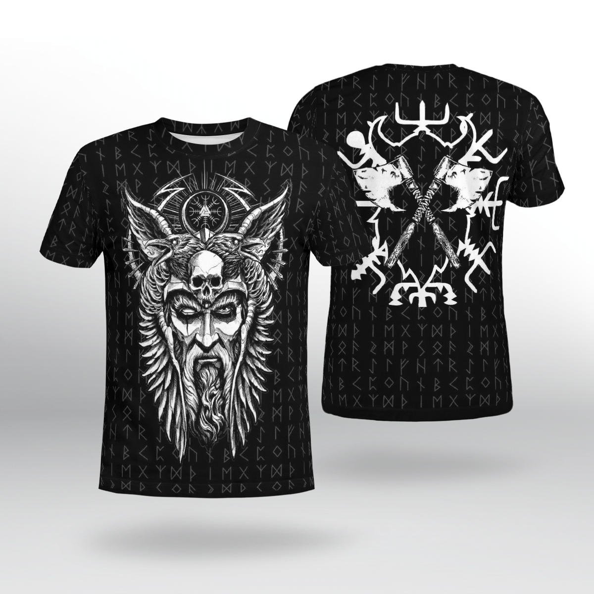 Viking Clothing Fenrir Vegvisir Viking T Shirt RLT12 - Wonder Print Shop
