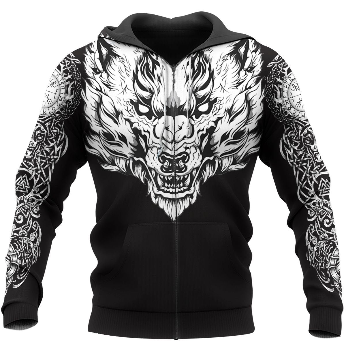 Viking Clothing Fenrir Wolf AXE SWORD Viking Hoodie RLT12 - Wonder Print Shop