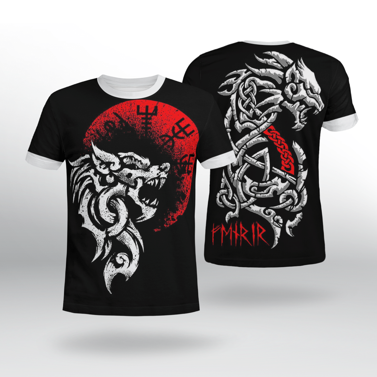 Viking Clothing FENRIR Vegvisir Viking T Shirt RLT12 - Wonder Print Shop