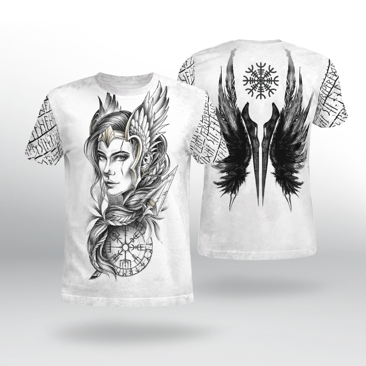 Viking Clothing Goddess Freya Vegvisir Viking T Shirt RLT12 - Wonder Print Shop