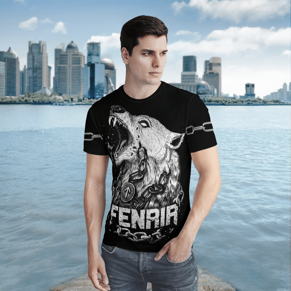 Viking Clothing FENRIR IS TIED WITH CHAINS Viking T Shirt RLT12 - Wonder Print Shop