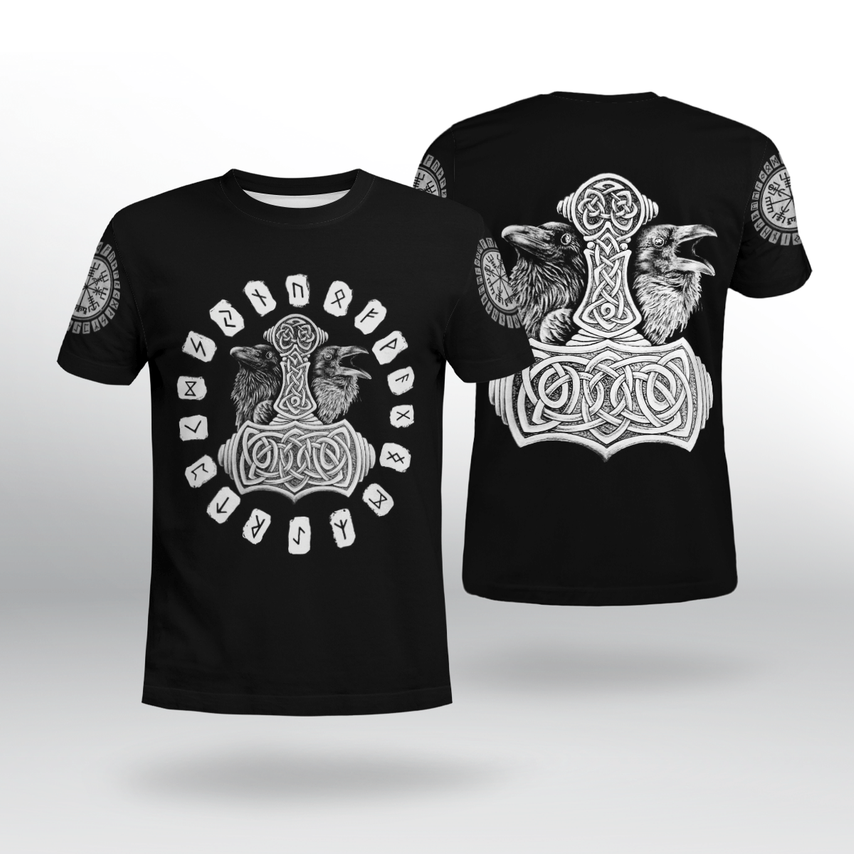 Viking Clothing Hammer Raven Viking T Shirt RLT12 - Wonder Print Shop