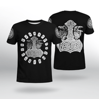 Viking Clothing Hammer Raven Viking T Shirt RLT12 - Wonder Print Shop