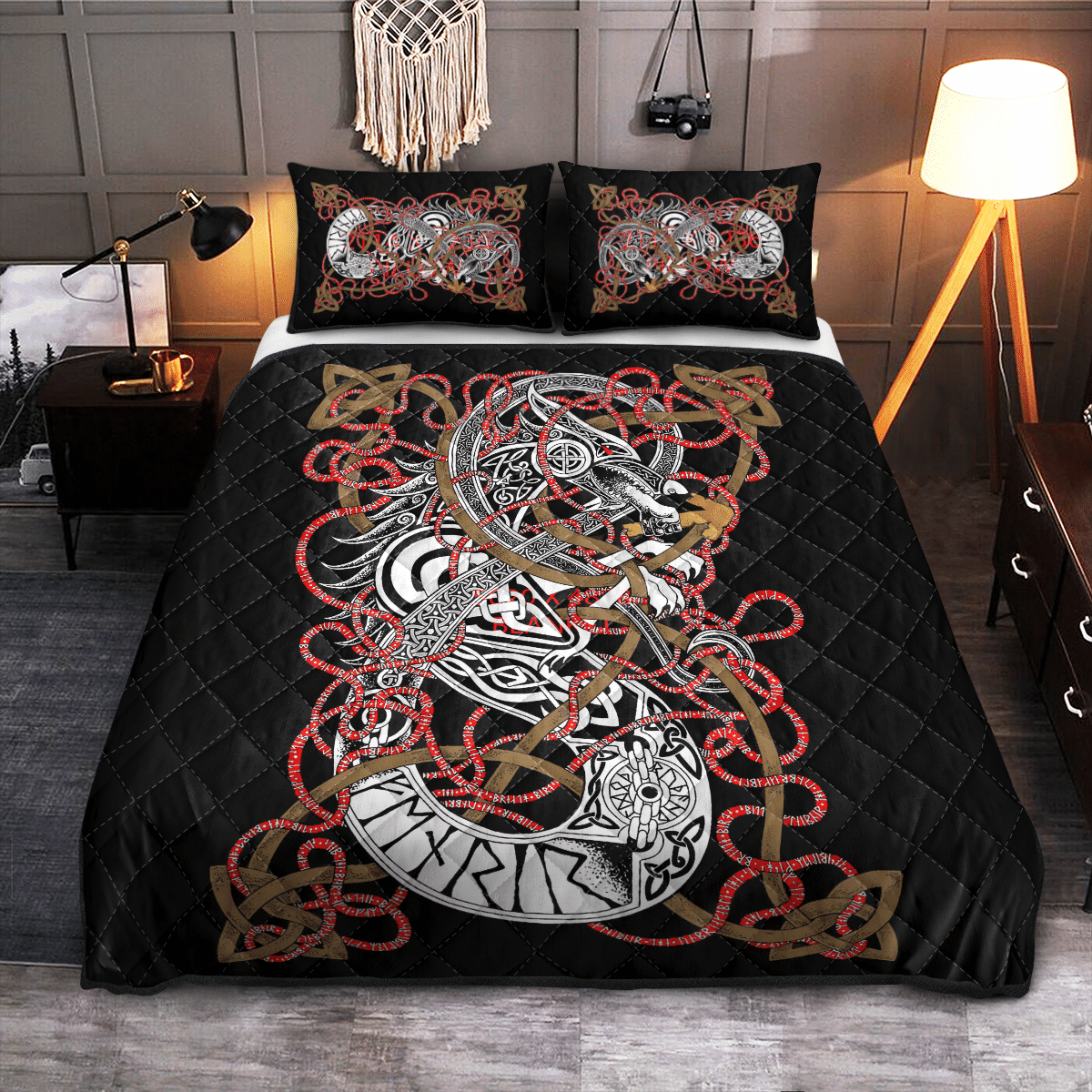 Viking Quilt Bed Set - Fenrir - Viking Quilt Bedding Set RLT12 - Wonder Print Shop