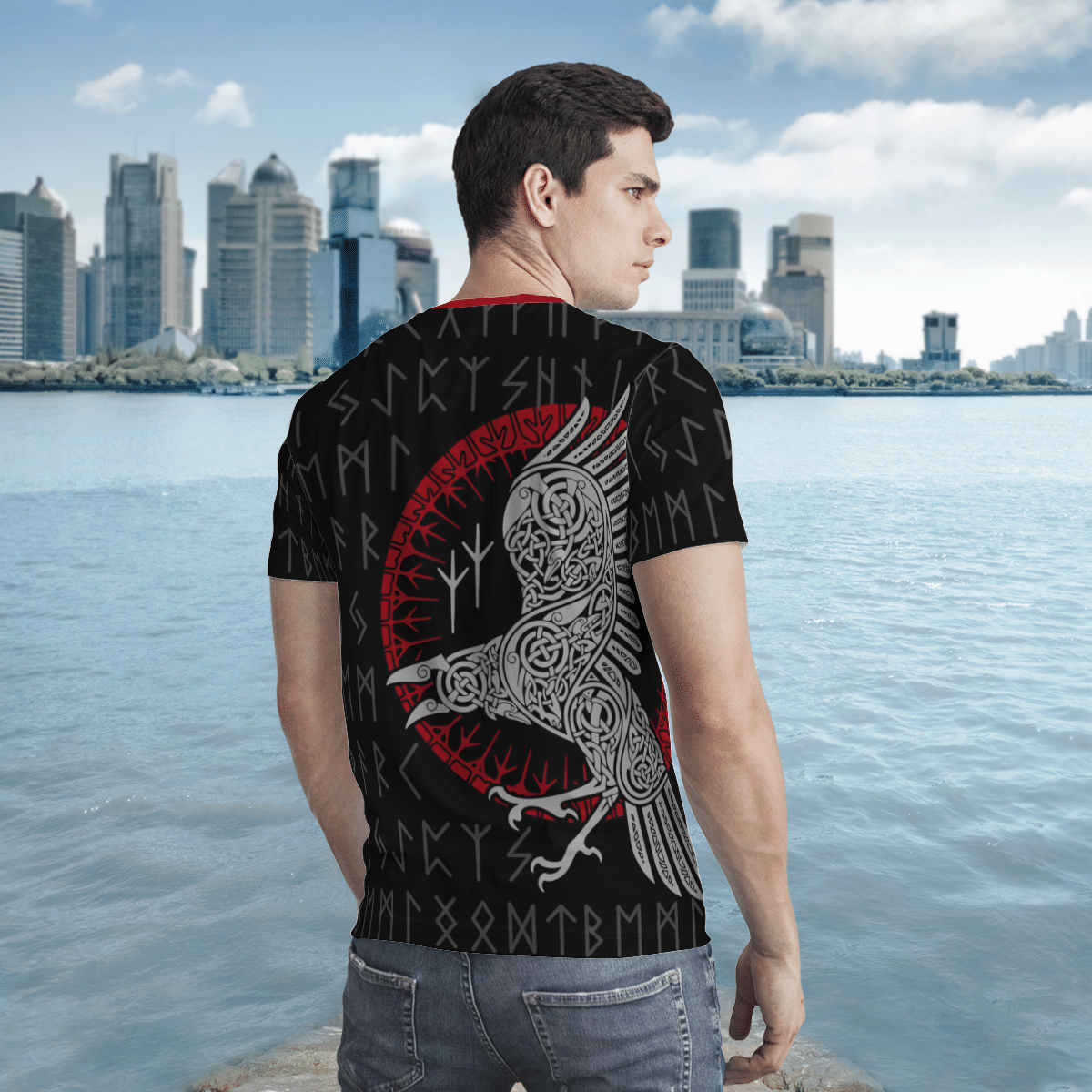 Viking Clothing Raven RUNE Viking T Shirt RLT12 - Wonder Print Shop