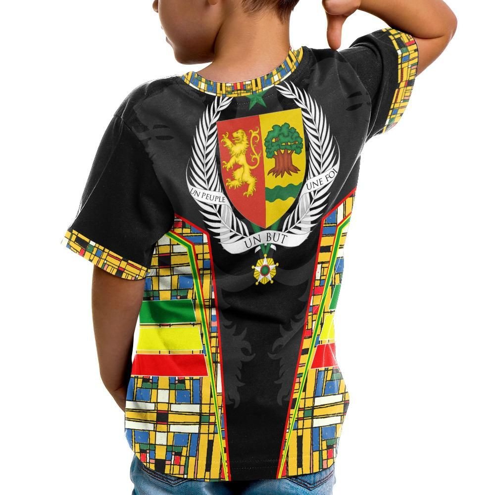 Senegal T Shirt Kid Senegal Flag Color and Coat Of Arm RLT6 - Wonder Print Shop