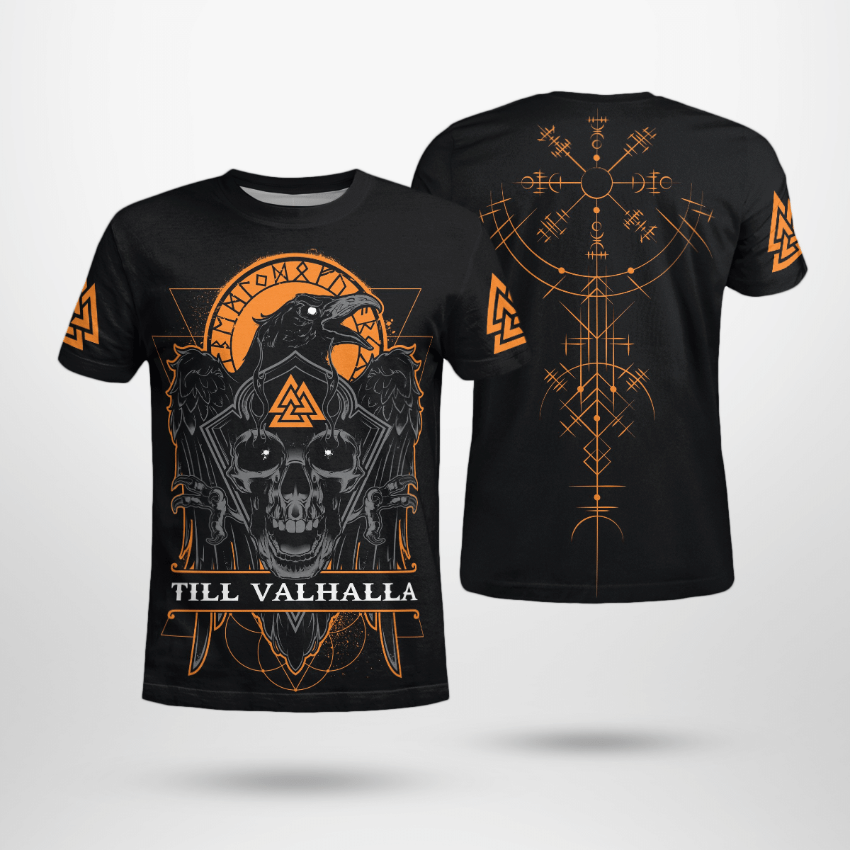 Viking Clothing Till Valhalla Raven Viking T Shirt RLT12 - Wonder Print Shop