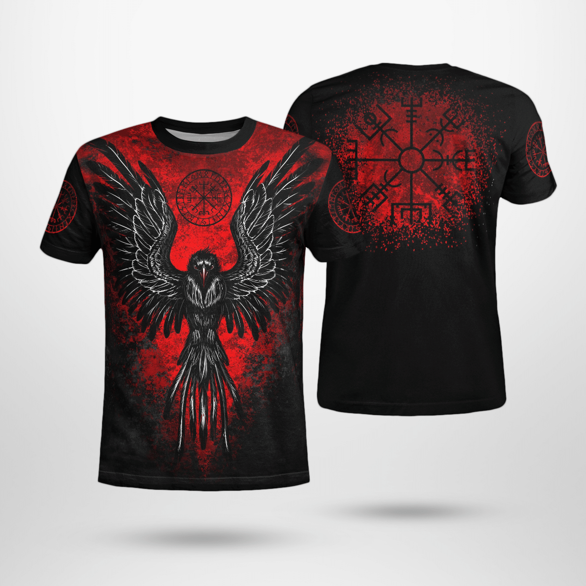 Viking Clothing Viking Raven Vegvisir Viking T Shirt RLT12 - Wonder Print Shop
