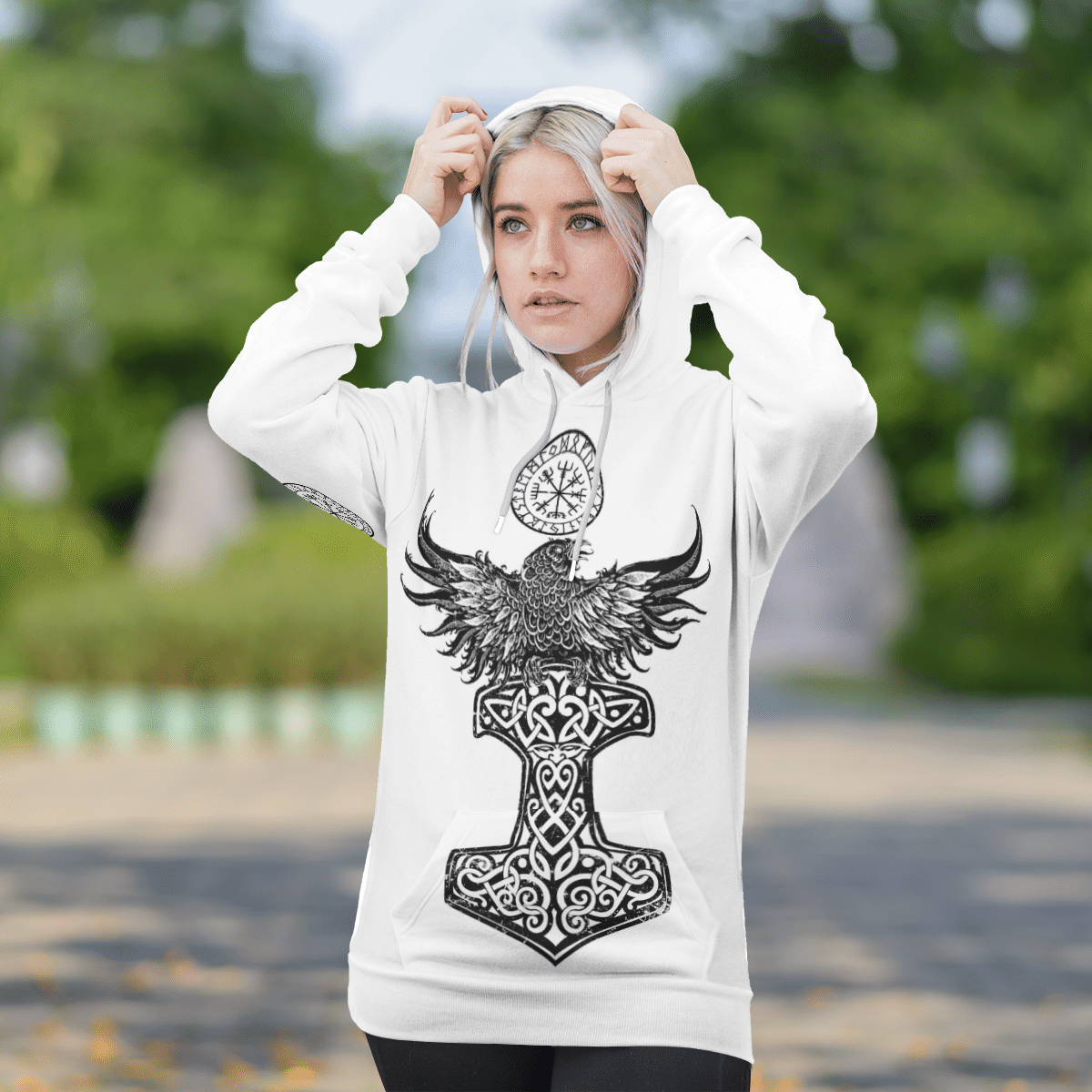 Viking Clothing Raven Hammer Vegvisir Yggdrasil Viking Hoodie RLT12 - Wonder Print Shop