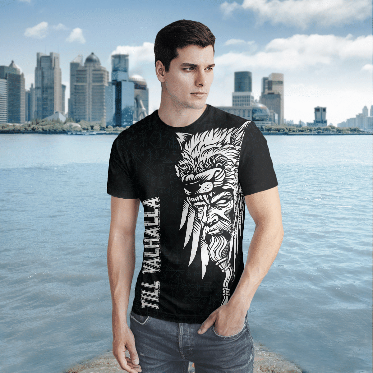 Viking Clothing Odin Raven Till Valhalla Viking T Shirt RLT12 - Wonder Print Shop