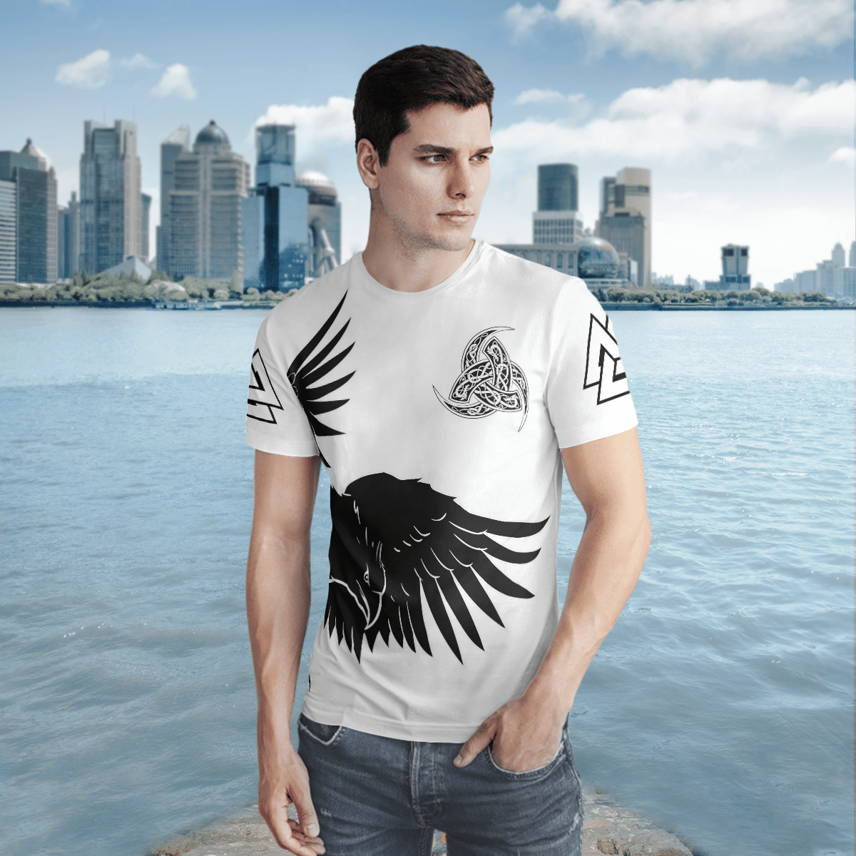 Viking Clothing HUGINN and MUNINN Raven OF Odin Viking T Shirt RLT12 - Wonder Print Shop