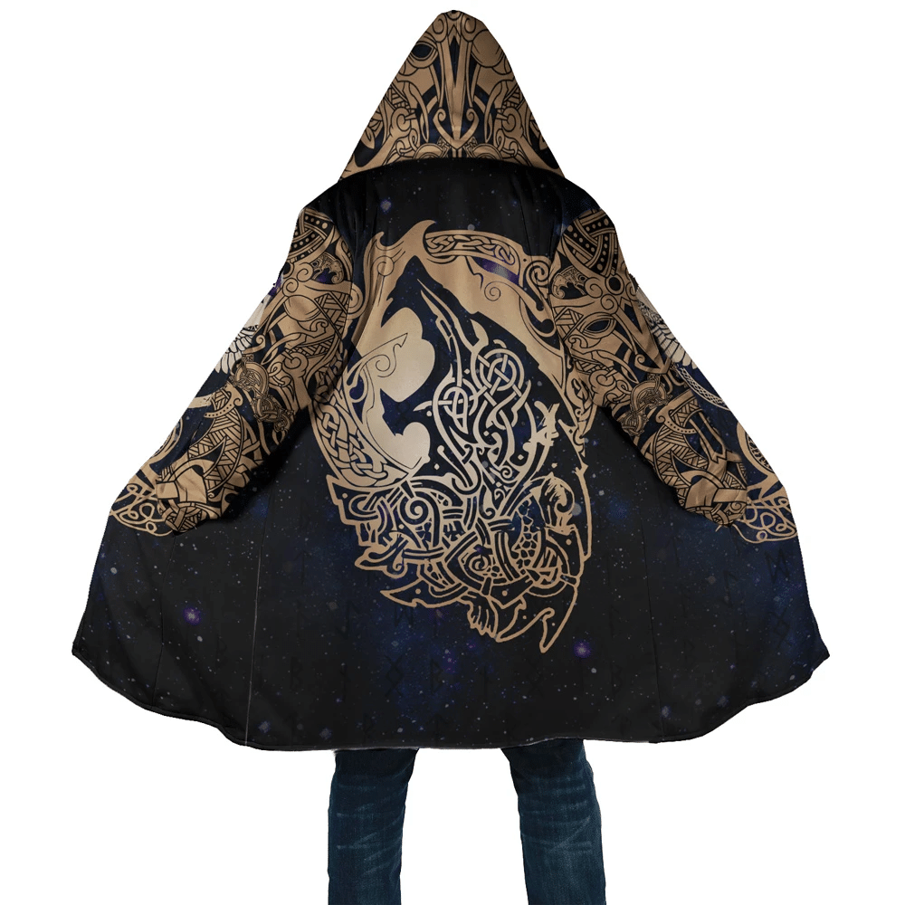 viking-cloak-space-eagle-and-wolf-3d-all-over-print-cider-brown-detail-black-shade-hooded-coat