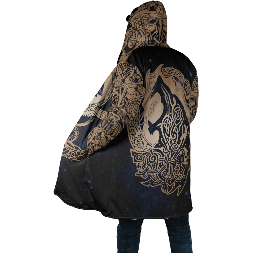 viking-cloak-space-eagle-and-wolf-3d-all-over-print-cider-brown-detail-black-shade-hooded-coat