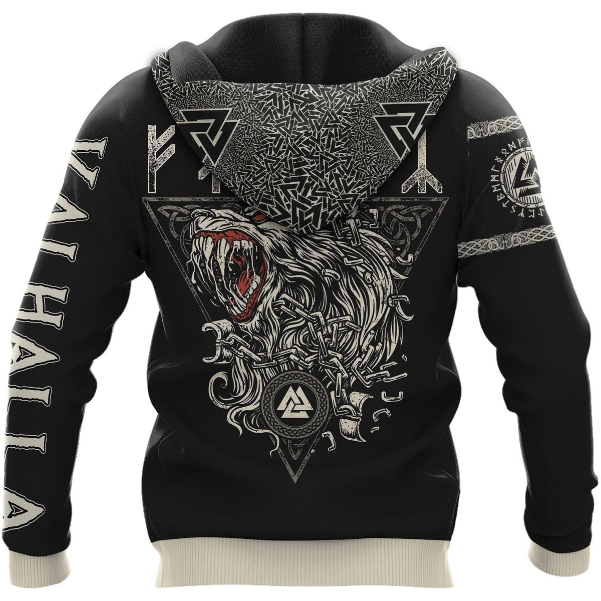 Viking Clothing Fenrir Wolf and Raven Viking Hoodie RLT12 - Wonder Print Shop
