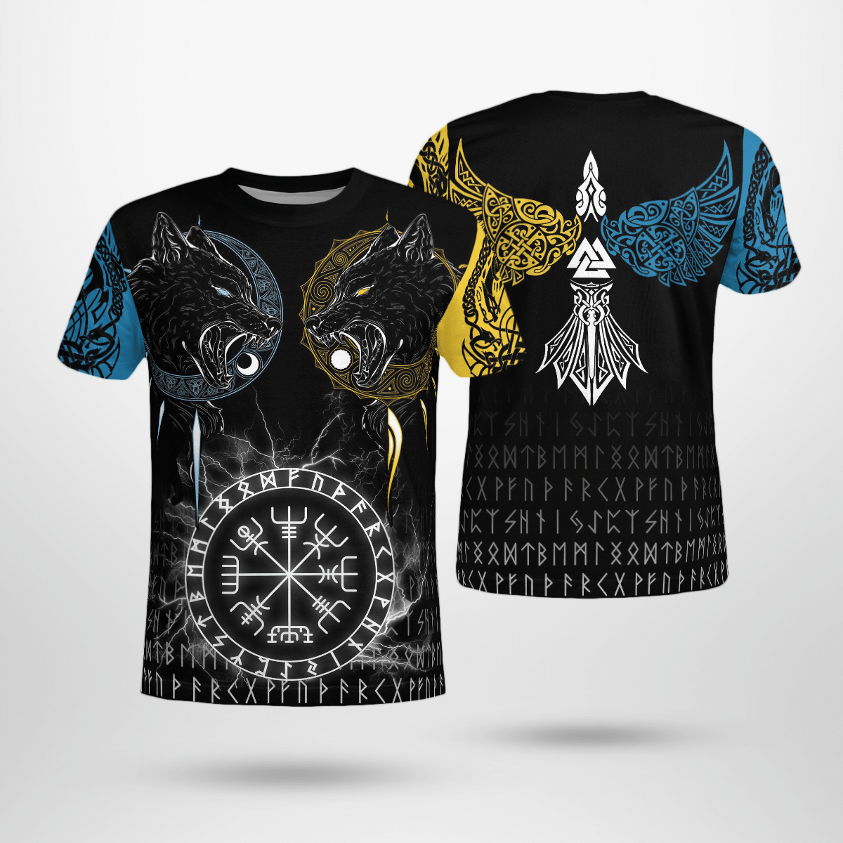 Viking Clothing The Sons Of Fenrir Skoll and Hati Raven Viking T Shirt RLT12 - Wonder Print Shop