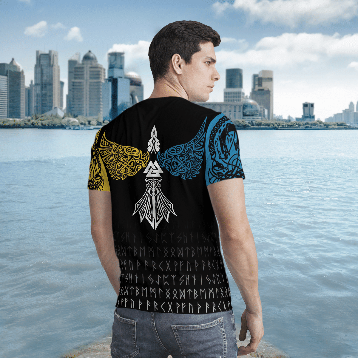 Viking Clothing THE SONS OF FENRIR SKOLL and HATI Raven Viking T Shirt RLT12 - Wonder Print Shop