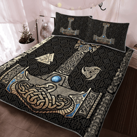Viking Quilt Bed Set - Mjolnir Is The Hammer Of The Thunder God Thor In Norse Mythology RLT12 - Wonder Print Shop