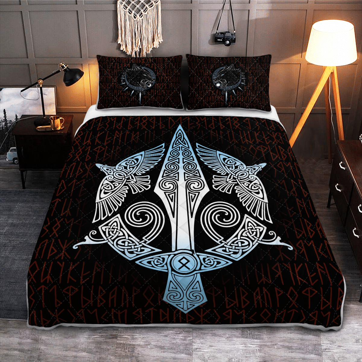 Viking Quilt Bed Set - Viking Raven - Odin's Spear Gungnir RLT12 - Wonder Print Shop