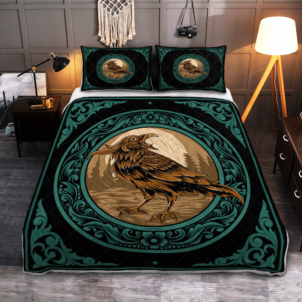 Viking Quilt Bed Set - Raven Viking - Viking Quilt Bedding Set RLT12 - Wonder Print Shop