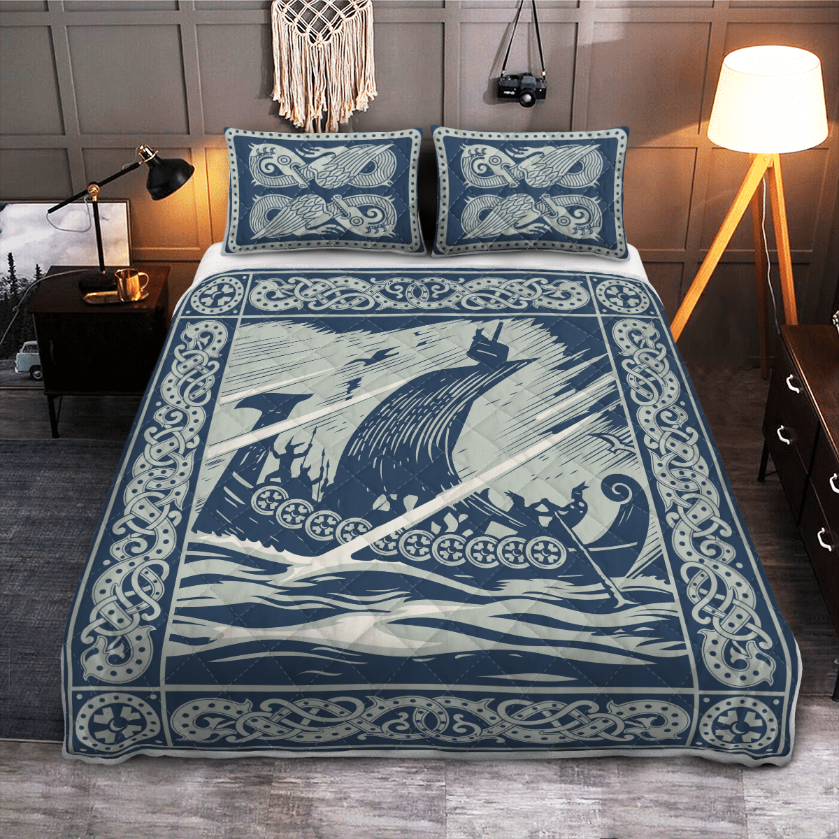 Viking Quilt Bed Set - Viking Ship Art - Viking Quilt Bedding Set RLT12 - Wonder Print Shop