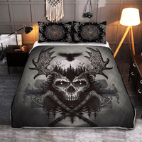 Viking Quilt Bed Set - Viking Raven and Skull - Viking Quilt Bedding Set RLT12 - Wonder Print Shop